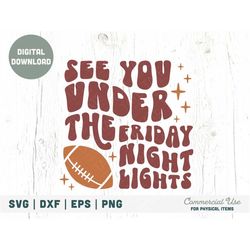 Friday night lights SVG cut file - Retro football mom svg, high school football shirt svg, fall mama svg - Commercial Us