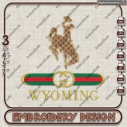 NCAA Wyoming Cowboys Gucci Embroidery Design, NCAA Embroidery Files, NCAA Wyoming Machine Embroidery. Digital File