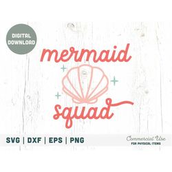 Mermaid squad SVG cut file - beach babe svg, Retro summer girl png, mermaid babe png, ocean babe svg- Commercial Use, Di