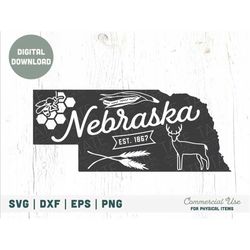 Vintage Nebraska SVG cut file - Nebraska home svg, Nebraska state symbols svg, Nebraska map png, midwest svg - Commercia