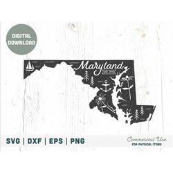 Vintage Maryland SVG cut file - Maryland home svg, Maryland state symbols svg, Maryland shirt PNG - Commercial Use, Digi