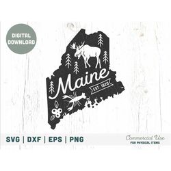 Vintage Maine SVG cut file - retro Maine home svg, New England state svg, Maine state symbol svg, Maine png - Commercial