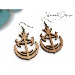 Anchor Trident Sea Style Wood Earring SVG Laser Cut File for Glowforge Digital Instant Download