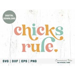 Chicks rule SVG cut file - Retro boho easter svg, Easter girl shirt svg, hoppy easter png, easter sibling png - Commerci