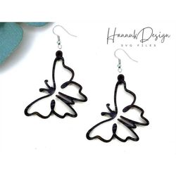 Butterfly One Line Earring Svg, Wood and Leather Laser Cut File for Glowforge, Cricut, PDF, EPS, Boho Earring Svg, Insta
