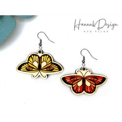 Floral Butterfly Earring Svg Laser Cut and Engraving File For Glowforge, Boho Earring Template Svg, Wood Earrings Svg, I