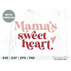 Mama's sweetheart SVG cut file, Baby Valentine shirt svg, Little girl boy Valentine Retro Valentines day svg - Commercia