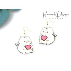 Cute Cat Earrings Svg, Wood Earring Svg, Laser Cut and Engaving Japanese Earring Svg for Glowforge, Earring template svg