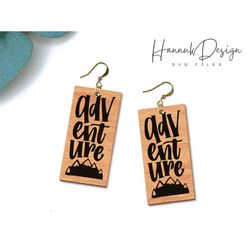 Adventure Mountain Earring Svg Laser Cut file for Glowforge, Nature Landscape Rectangle Travel Lover Earrings Template S