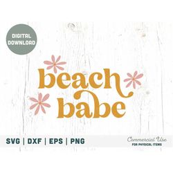 Beach babe SVG cut file, Boho retro beach day t-shirt svg, Ocean child svg, Summer beach trip svg, Beach life - Commerci
