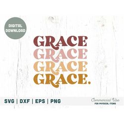 Retro Grace stacked SVG cut file - retro Christian shirt svg, Grace upon grace svg, Bible Jesus vibes svg -  Commercial