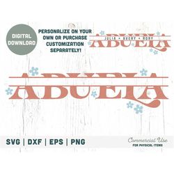 ABUELA Split Monogram SVG cut file - Boho Personalized Grandma svg, Dia de las madres svg, Abuela shirt svg - Commercial