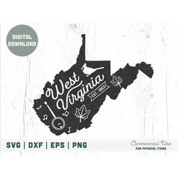 Vintage West Virginia SVG cut file - West Virginia home svg, West Virginia state symbols svg, WV state map svg- Commerci