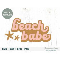 Beach babe SVG cut file, Boho retro beach day t-shirt svg, Ocean love svg, Summer beach trip svg, Coast life - Commercia