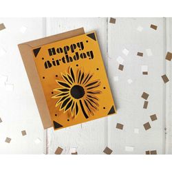 Cricut Joy Happy Birthday Sunflower Pop-Up Card - SVG Insert Card, Greeting Card A2, Floral Cricut birthday card- PERSON