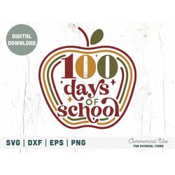100 days of school Retro SVG cut file - teacher shirt svg, retro teacher gift svg, 100th day of school png - Commercial