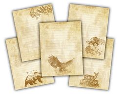 Stationery paper pack  Printable stationery Animals printable paper Jounk Journal  Journal page Journal kit