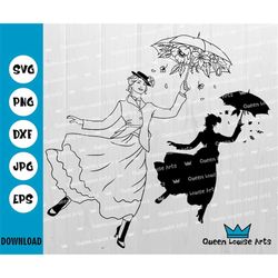 Mary poppins Vector Svg, What's Poppin Ears SVG png clipart SVG, cut file, Silhouette, Cricut design Mary Poppins floral