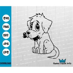 puppy with bone svg, dog bone png,dogs cute animals t-shirt wall art stickers,cricut cutting file silhouette clipart vec