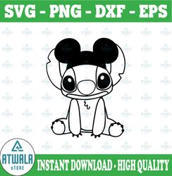 stitch with mouse hat, disney svg, disney mickey and minnie svg,quotes files, svg file, disney png file, cricut, silhoue