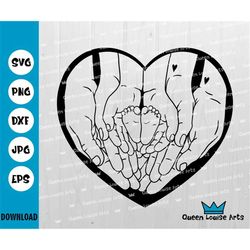 Baby Legs and Heart Hands Plotter SVG DXF PNG File Parent Cricut Love Silhouette Download Child Clipart Family Vinyl Cut