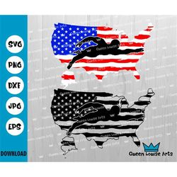 Swimming Svg,Grunge American Flag svg, Cut Files,Swimming Sports Mom Dad svg Dxf Eps Png,Distressed Clipart,USA svg Silh