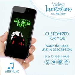 Halloween Party Video Invitation, Digital Halloween Invitation, Zombie Animated invite