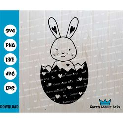 Hearts Bunny Svg, funny Cute Bunny Silhouette,Easter Love Bunny,Wild hearts Rabbit Meadow Plotter Svg File Dxf Eps Png J