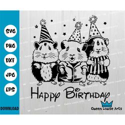 Happy Birthday svg, Hamsters Guinea Pigs png,Birthday boy girl, Birthday decor, Bday gifts Cricut Cut svg Files Digital