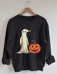 Pumpkin Ghost Sweatshirt, Halloween Sweatshirt, Fall Sweatshirt for Women, Halloween Crewneck, Ghost