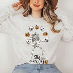 Pumpkin Halloween Sweatshirt, Hoodie, Unisex Shirt, Skeleton Throwing Pumpkin Embroidered Sweatshirt