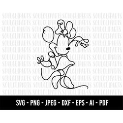 COD1063-  minnie mouse svg, minnie outline svg, print svg, sitckers svg, png, clipart, cutting files for cricut silhouet