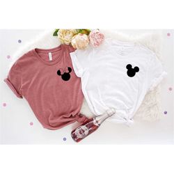Pocket Minnie Mickey Head Shirt, Minnie Head Shirt, Mickey Head Shirt, Disneyworld Shirts for Trip, Disney Family Shirt,