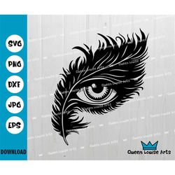 Eye in the Middle Bird Feather SVG, Feather SVG Png, Tattoo Cricut Cutting Files Silhouette Print Areas Clipart Vector D