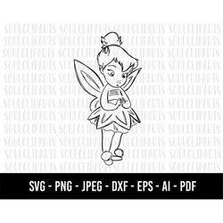 COD985- Tinker bell svg, Tinker Bell Clipart, Fairy Silhouette, png, clipart, cutting files for cricut silhouette