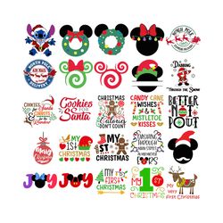 Christmas SVG Bundle PNG files Clipart Cut Vector Cricut Glowforge Disney santa tree holiday xmas kids festive snow naug