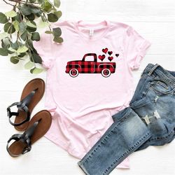 Valentines Buffalo Plaid Truck Shirt,Valentines Day Shirts For Woman,Heart Shirt,Cute Valentine Shirt,Cute Valentine Tee