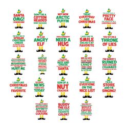 Buddy The Elf 27 Movie Quotes Editable SVG PNG DXF eps pdf for Christmas Cards, Tshirts, Holiday Printable Hang Tags Ins