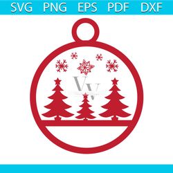 christmas ball with pine tree and snow svg, christmas svg, christmas ball svg, pine tree svg, ornament svg, christmas sn