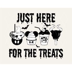 Just Here For The Treats SVG, Kids Halloween SVG, Carnival Food, Trick Or Treat, Spooky Vibes, Fall, Png, Svg, Dxf, Pdf,