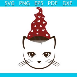 christmas cat face with gnome hat svg, christmas svg, cat face svg