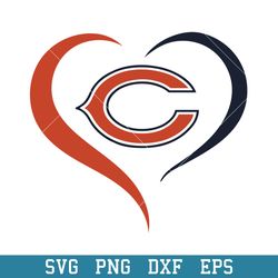 Chicago Bears Baseball Heart Svg, Chicago Bears Svg, NFL Svg, Png Dxf Eps Digital File