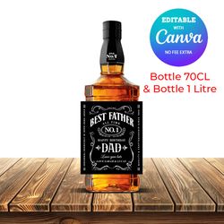 Jack Daniel's Bottle Label Template, Whisky Bottle Label Father's Day editable printable Instant download