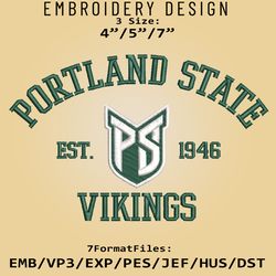 Portland State Vikings embroidery design, NCAA Logo Embroidery Files, NCAA Vikings, Machine Embroidery Pattern