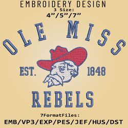 Ole Miss Rebels embroidery design, NCAA Logo Embroidery Files, NCAA Ole Miss Rebels, Machine Embroidery Pattern