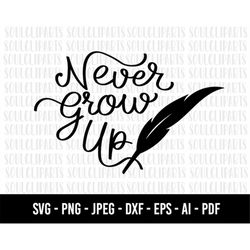 COD974- never grow up svg, peter pan svg, minnie mouse svg, print svg, sitckers svg, png, clipart, cutting files for cri