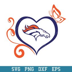 Denver Broncos Heart Svg, Denver Broncos Svg, NFL Svg, Png Dxf Eps Digital File