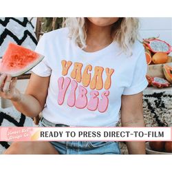 Vaca Vibes Summer DTF Transfers, Ready to Press, T-shirt Transfers, Heat Transfer, Direct to Film Prints, Pink Retro Wav