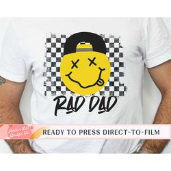 Rad Dad Checkered DTF Transfers, Ready to Press, T-shirt Transfers, Heat Transfer, Direct to Film, Fathers Day, Full Col