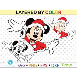 Minnie Mouse christmas SVG, christmas minnie mouse svg for cricut, svg file, layered by color svg eps, cutting files